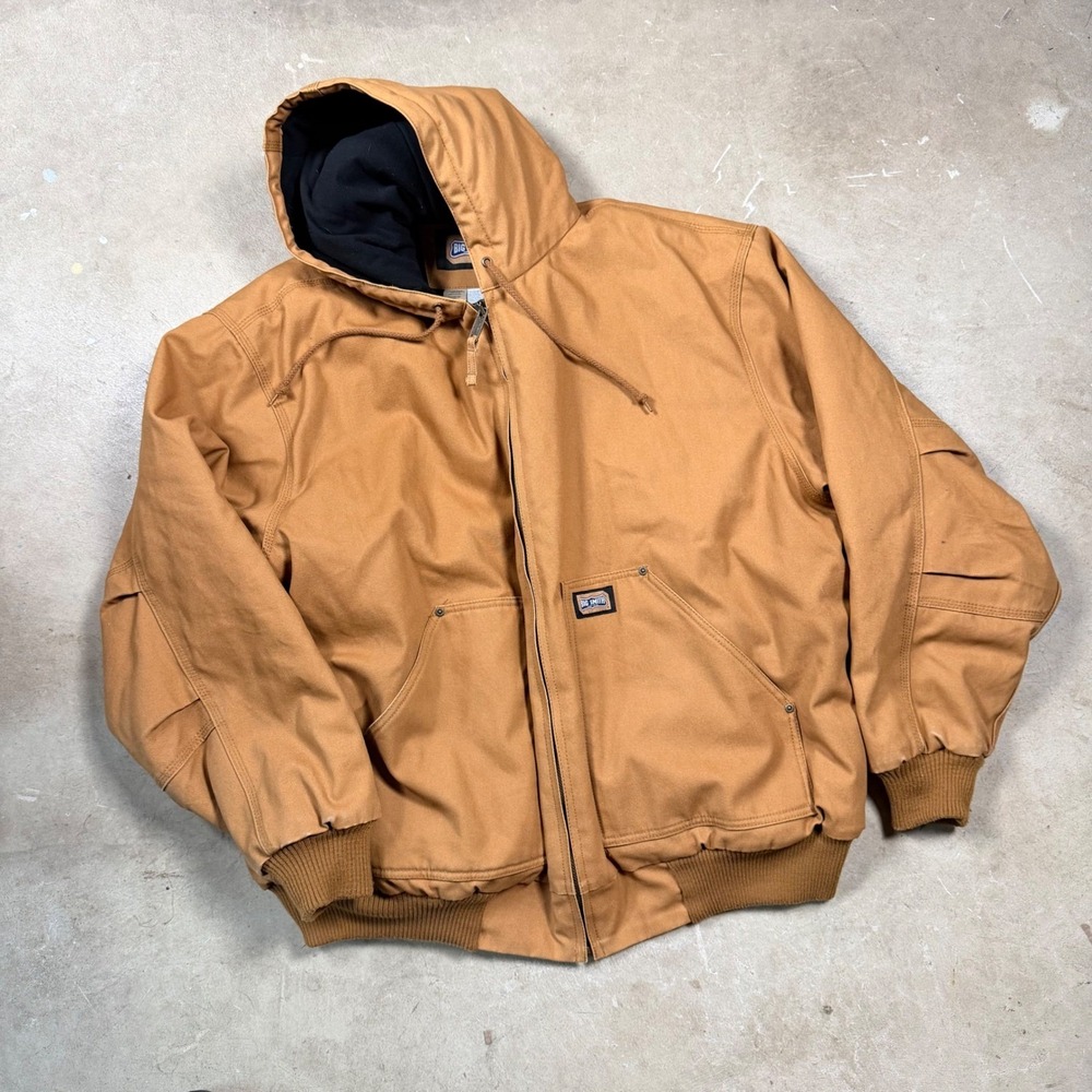 Big Smith Mens Brown Cotton Duck Canvas Hooded Work Jacket  3XL Heavy Duty